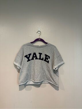 Grey Cropped Tee with YALE Logo
